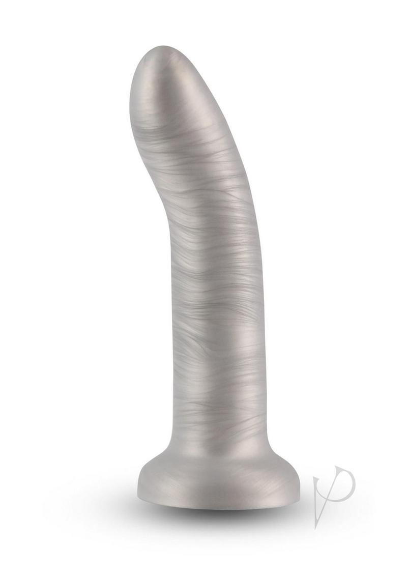 Royals Charlie Plush Silicone Curved Dildo 7 in Silver