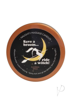 Kama Sutra Halloween Mini Massage Candle 1oz "Ride a Witch" Pumpkin Spice