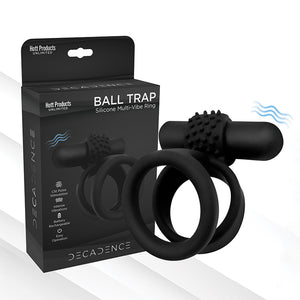 Decadence Ball Trap Dual Strap Penis & Ball Ring With Power Bullet