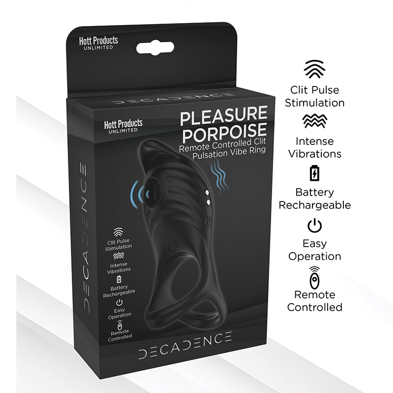 Decadence Pleasure Porpoise Penis Ring & Clit Stimulator With Remote Control