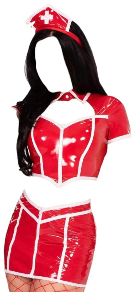 Leg Avenue 4 PC Leg Avenue Red Alert Nurse Costume Red