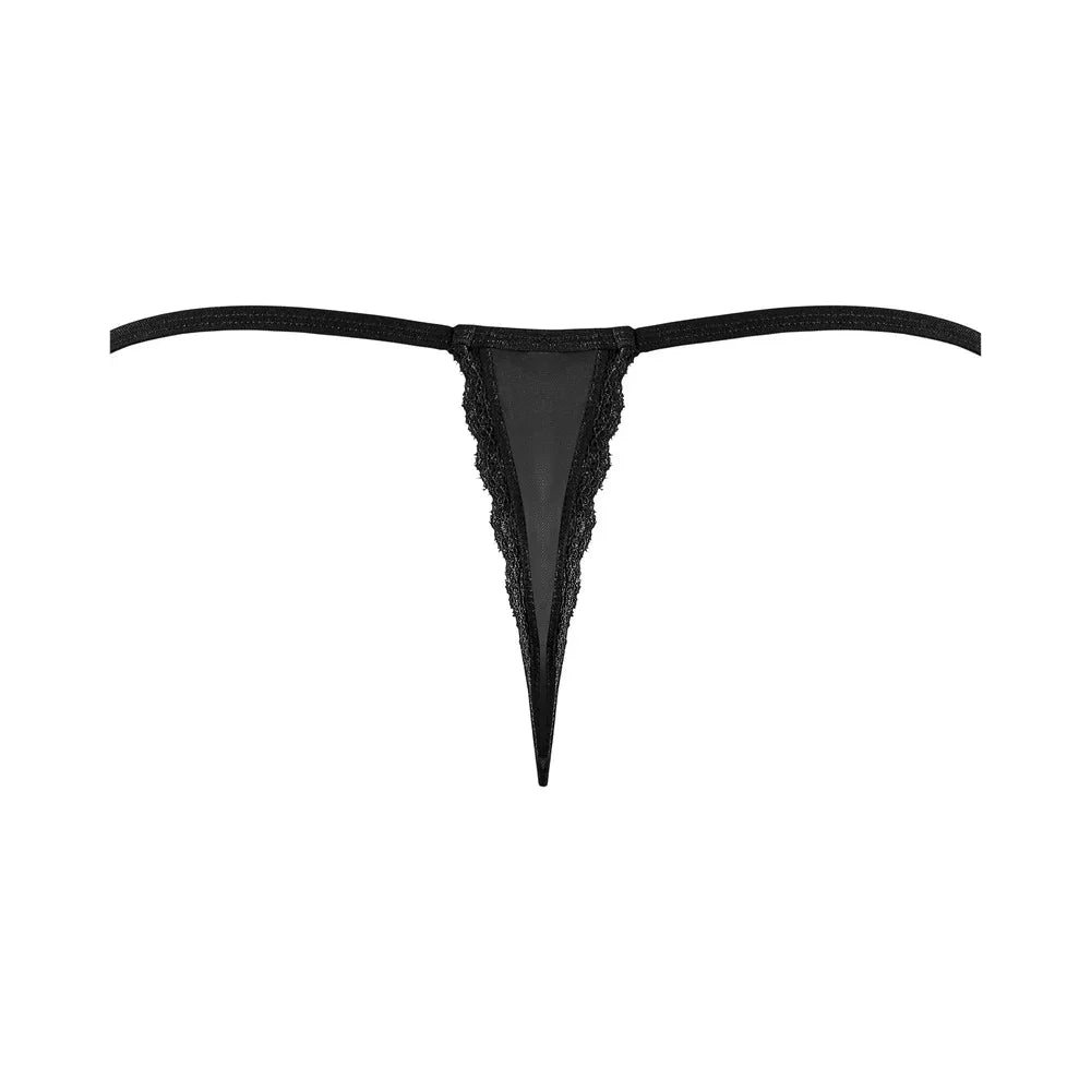 Magic Silk Soft Petals Floral Mesh Lace Thong Black