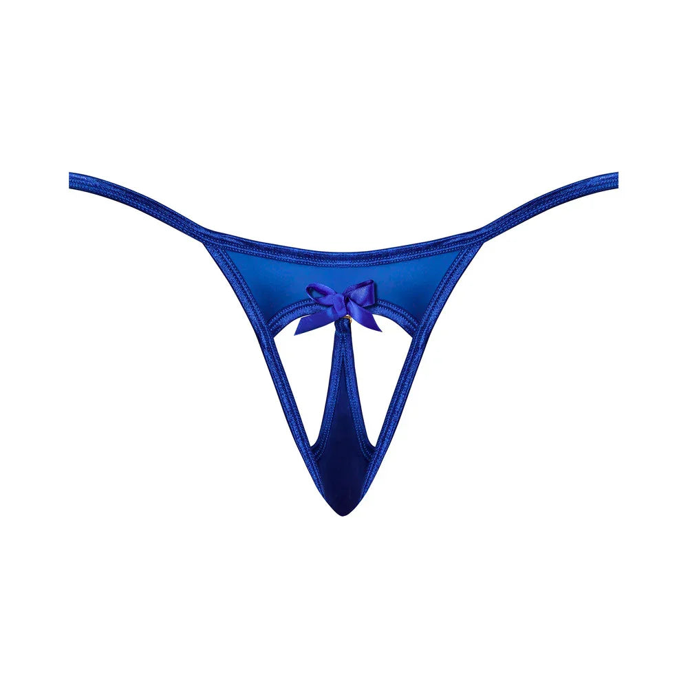 Magic Silk Holidaze Pull Open Satin G-String Cobalt Blue