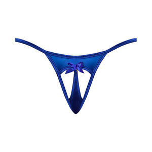 Magic Silk Holidaze Pull Open Satin G-String Cobalt Blue