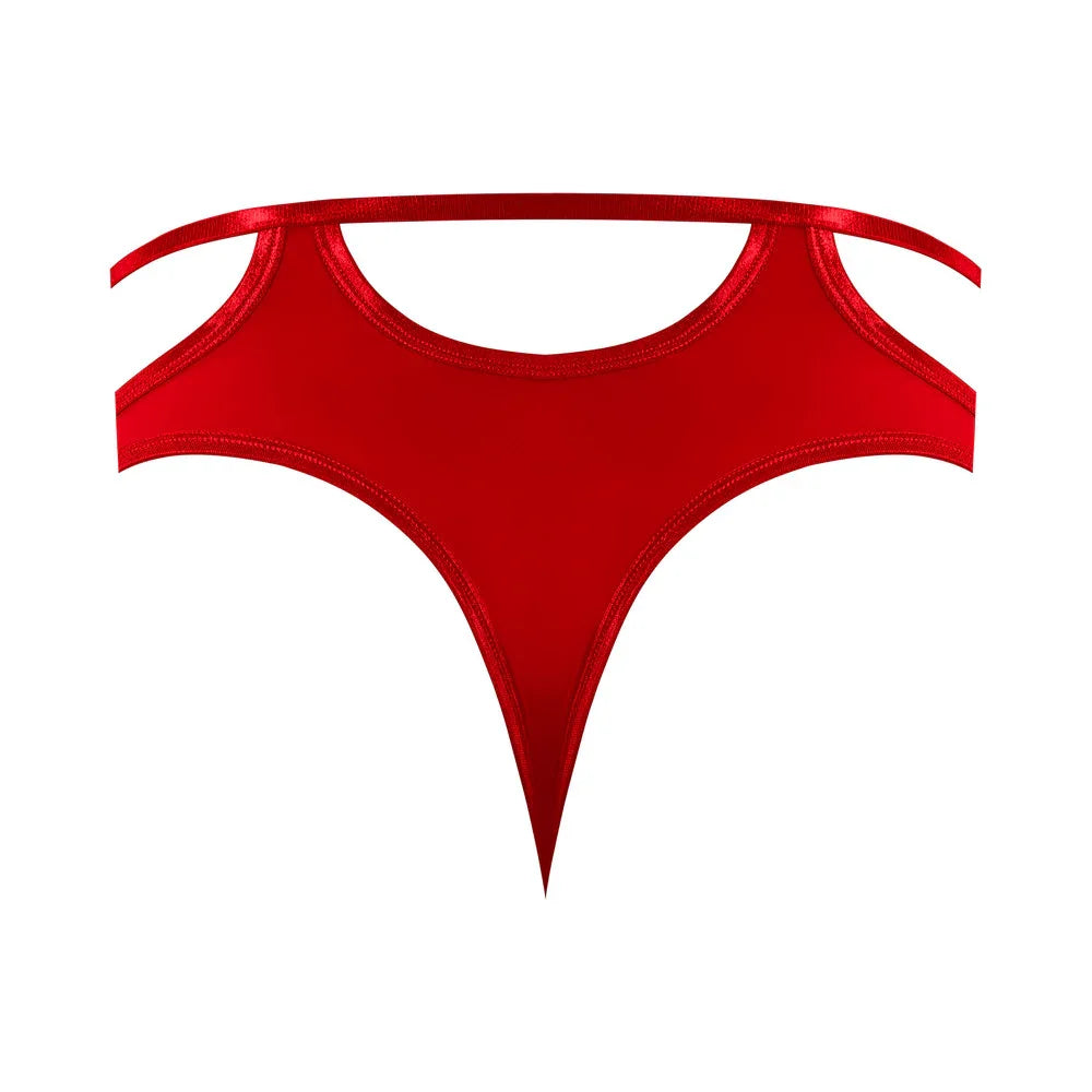 Magic Silk Holidaze Mesh Cheeky Boy Short with Cutout Design Red