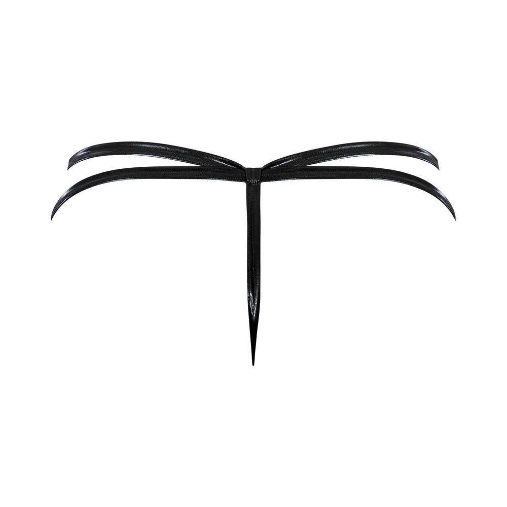 Magic Silk Liquid Onyx Wetlook Crotchless Strappy G-String Black
