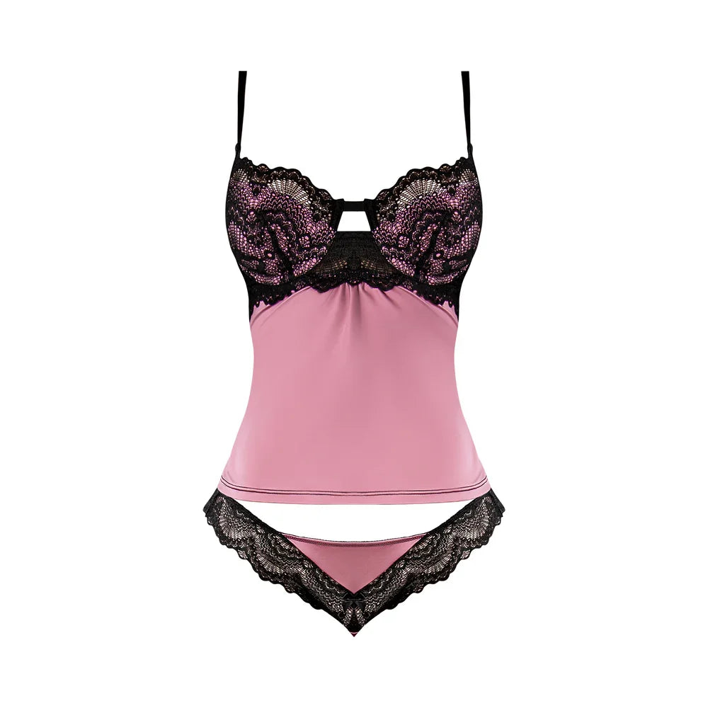Magic Silk Sensual Desires Satin Underwire Cami & Lace Cheeky Panty Mauve