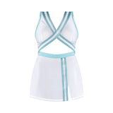 Magic Silk Dress Up School Spirit Mini Dress with G-String Costume White/Light Blue
