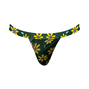 Male Power Petal Power See Through Mesh Jock with Sheer Penis Pouch Daisy Green