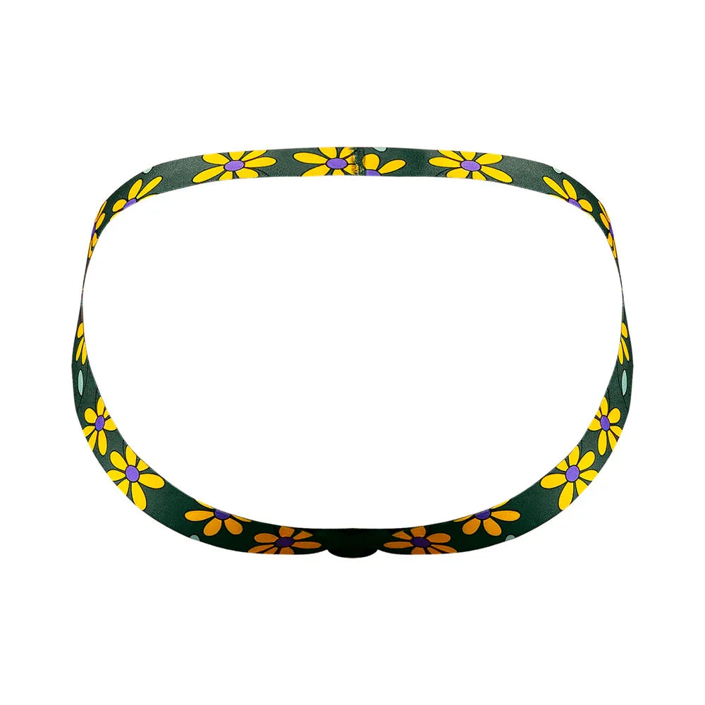 Male Power Petal Power See Through Mesh Jock with Sheer Penis Pouch Daisy Green