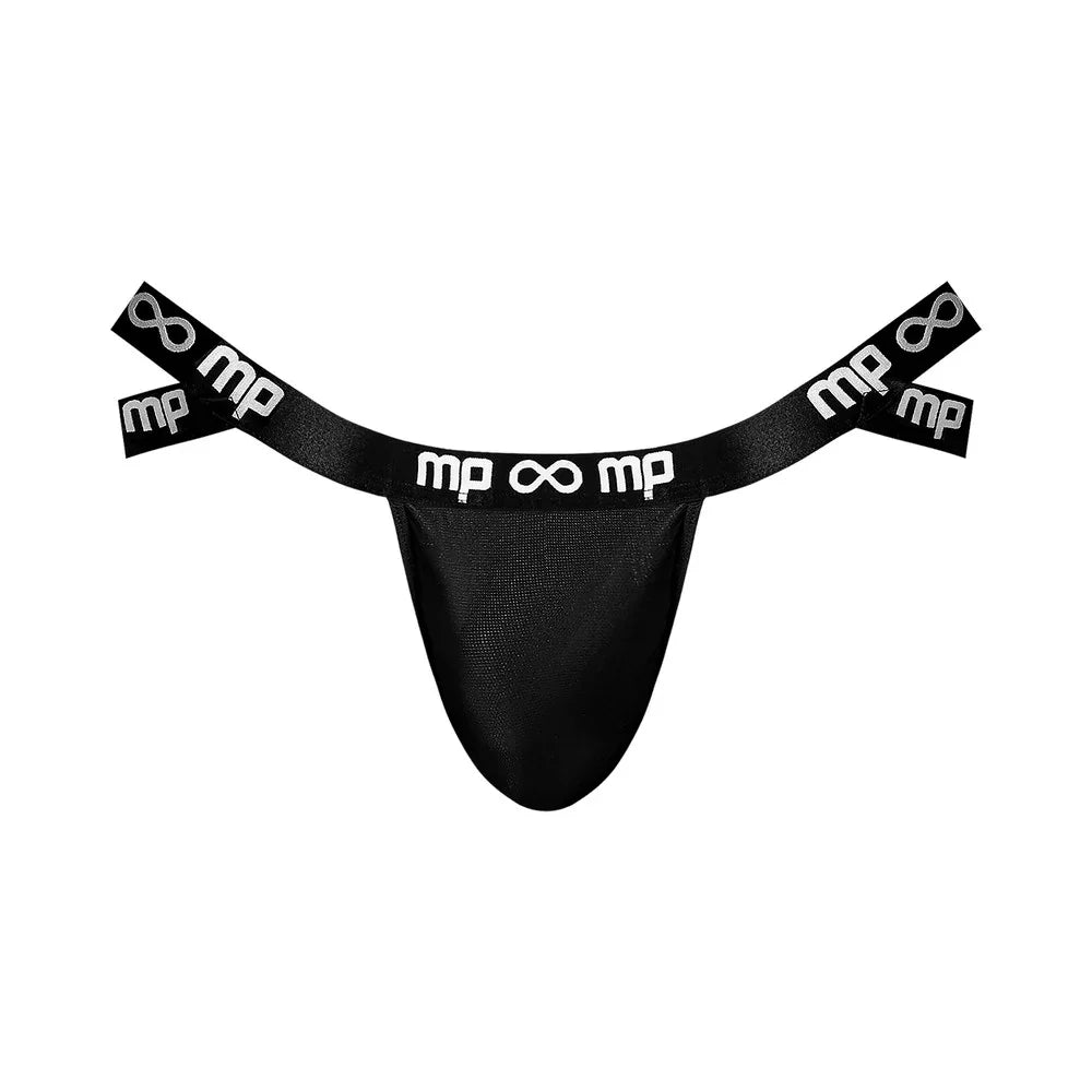 Male Power Infinite Comfort Amplifying Strappy Jock with Partial Rear Exposure Black