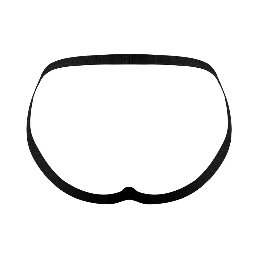 Male Power Show Stopper Jock with Full Rear Exposure & Silver Mesh Dots Black