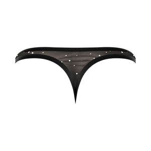 Male Power Show Stopper Thong with Full Rear Exposure & Silver Mesh Dots Black