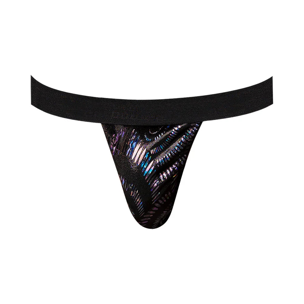 Male Power KaleiDickscope Strappy Ring Jock with Full Rear Exposure Black