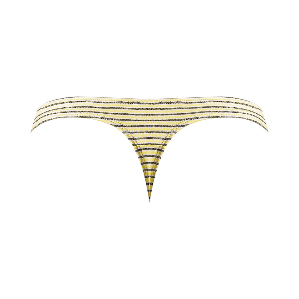 Male Power Cabana Banana Bong Thong Yellow Grey