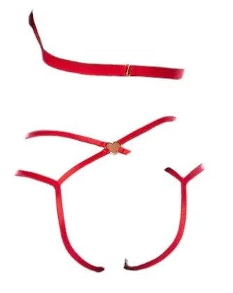 Mapale Holiday Halter Design Open Cup & Open Back Harness Teddy Red