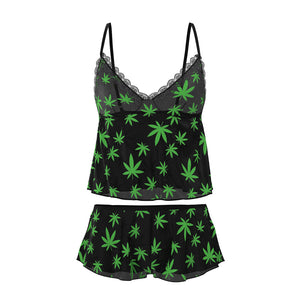 Magic Silk Hazy Dayz Cami & Short Set Leaf Green