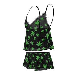 Magic Silk Hazy Dayz Cami & Short Set Leaf Green