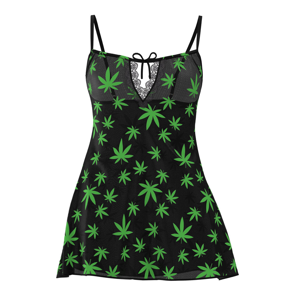 Magic Silk Hazy Dayz Dress & G-String Set Leaf Green