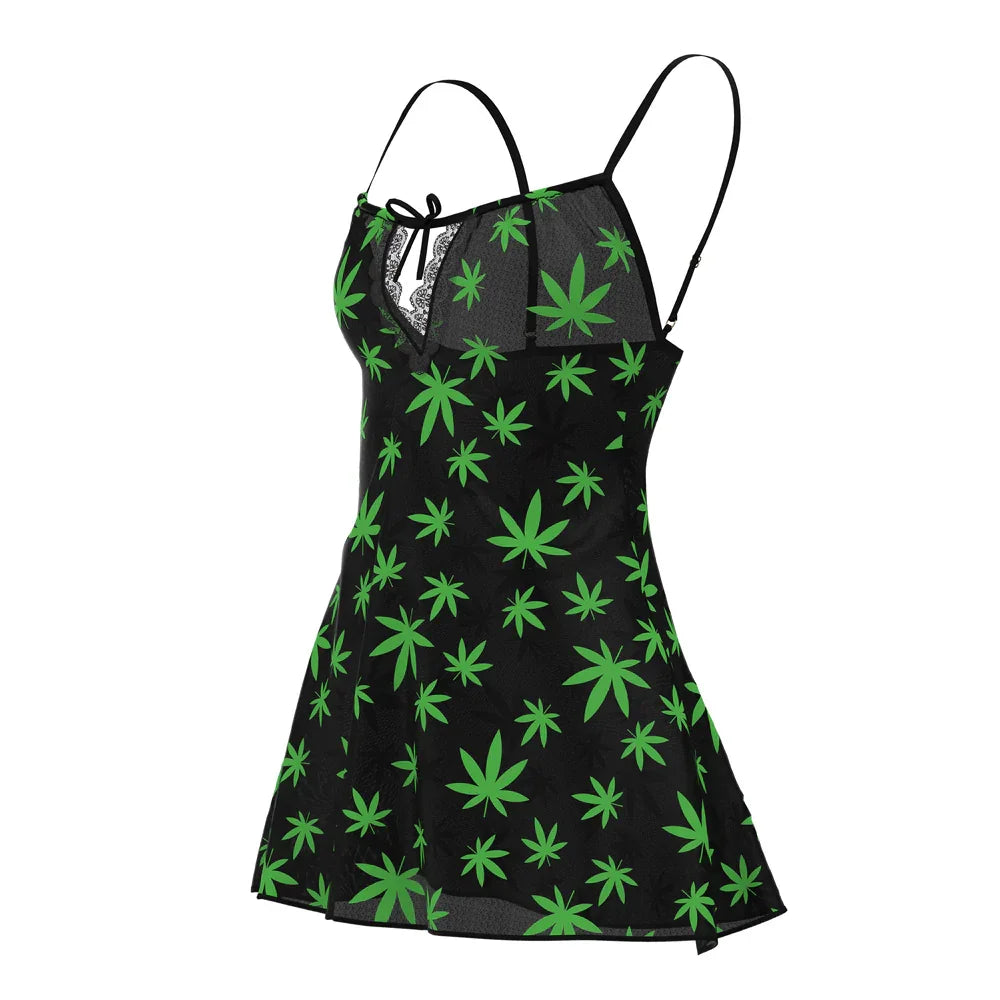 Magic Silk Hazy Dayz Dress & G-String Set Leaf Green