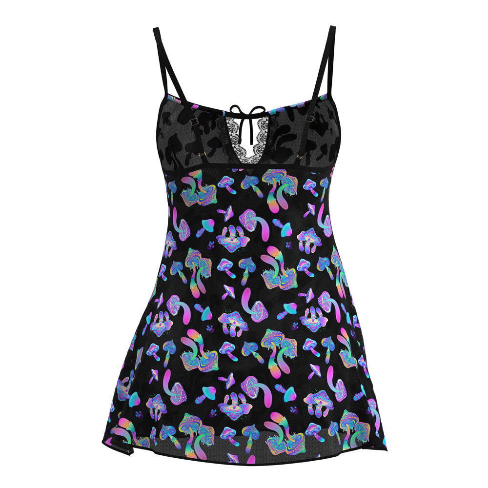 Magic Silk Hazy Dayz Dress & G-String Set Mushroom Black