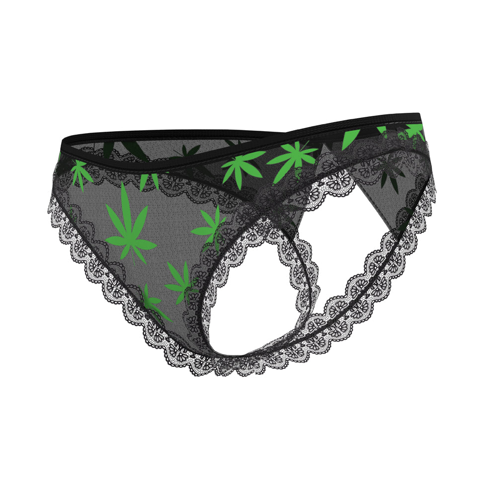 Magic Silk Hazy Dayz Crotchless Panty with Open Back Leaf Green