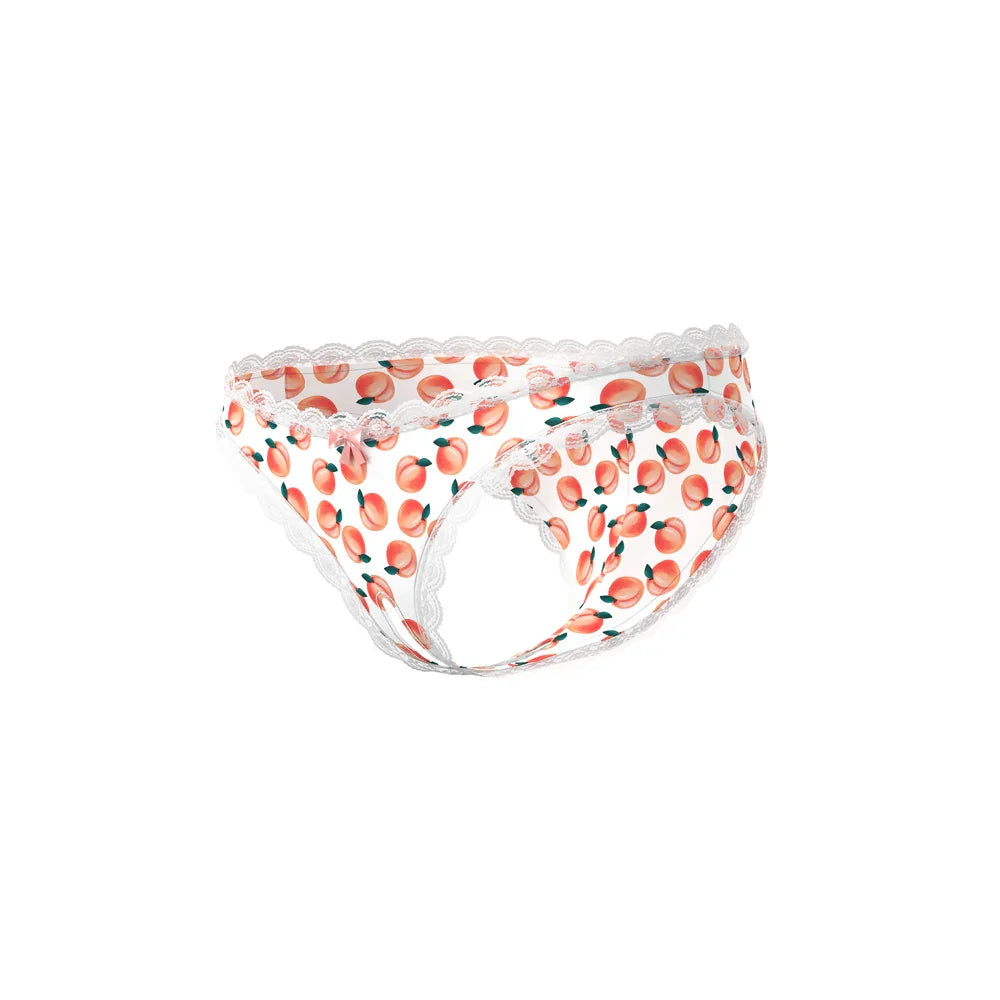 Magic Silk Sweet Treats Crotchless Boy Short with Lube Peach