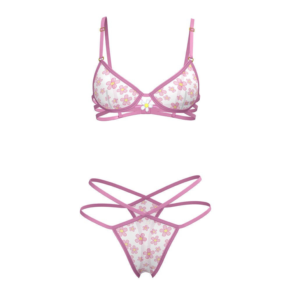 Magic Silk Daisy Bra & Thong Set Daisy Print