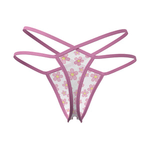 Magic Silk Daisy Split Crotch Thong Daisy Print