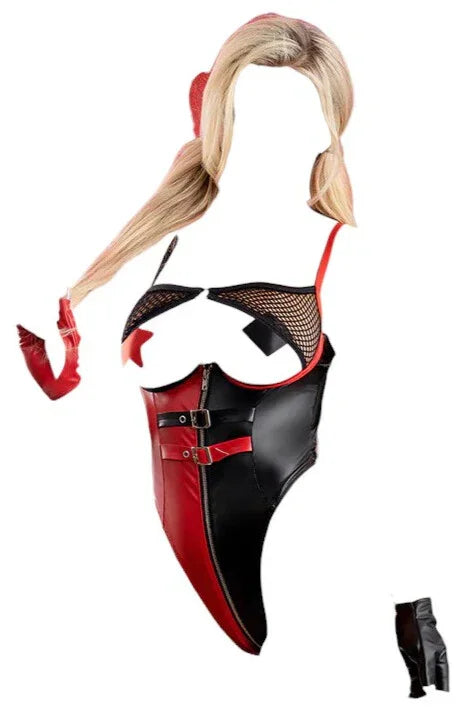 Fantasy Lingerie Play Wild Card 3-Piece Jester Costume Set Red