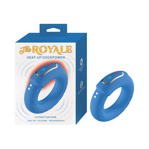 The Royale Heat-Up Penispower Silicone Rechargeable Penis Ring Blue