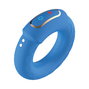 The Royale Heat-Up Penispower Silicone Rechargeable Penis Ring Blue