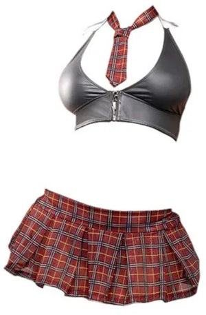 Fantasy Lingerie Play Mischief Maker School Girl 5-Piece Costume Set Black/Red