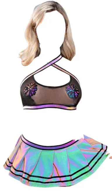 Fantasy Lingerie Play Ready, Let's Glow! 5-Piece Costume Set Multicolor