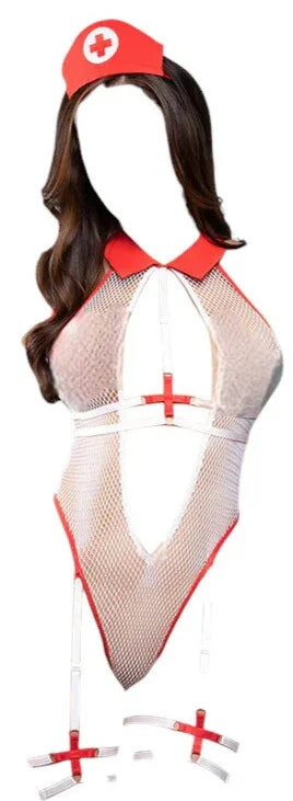 Fantasy Lingerie Play Fever Dream Nurse 4-Piece Costume Set White