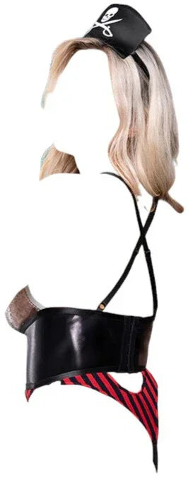 Fantasy Lingerie Play Castaway 3-Piece Costume Set Black/Red