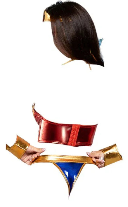 Fantasy Lingerie Play Rope Me In 6-Piece Costume Set Red/Blue