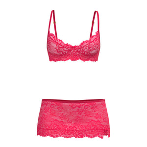 Magic Silk Get It Girl Bra, Skirt & Thong Set Diva Pink