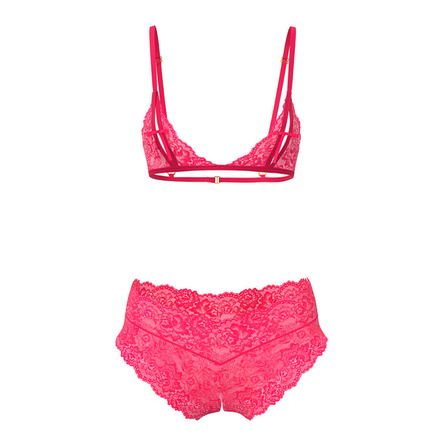 Magic Silk Get It Girl Peek-a-Boo Bralette & Split Crotch Boy Short Diva Pink