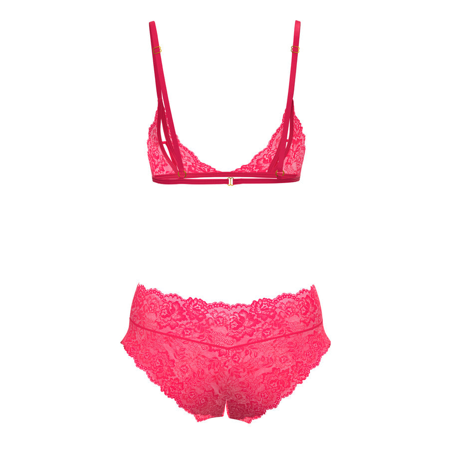 Magic Silk Get It Girl Peek-a-Boo Bralette & Split Crotch Boy Short Diva Pink