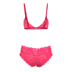 Magic Silk Get It Girl Peek-a-Boo Bralette & Split Crotch Boy Short Diva Pink