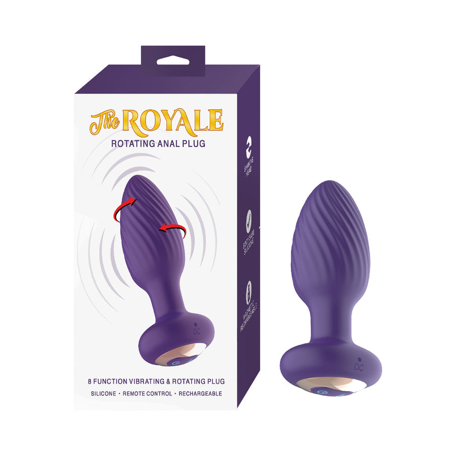 The Royal 8 Rotating Function and Vibrating Anal Plug with Remote Purple