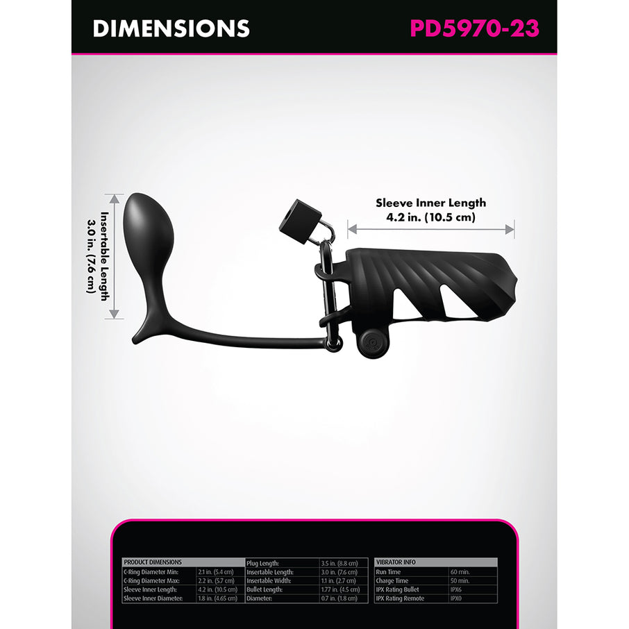 Fantasy C-Ringz Remote-Controlled Vibrating Penis Blocker with Butt-Gasm Plug Black