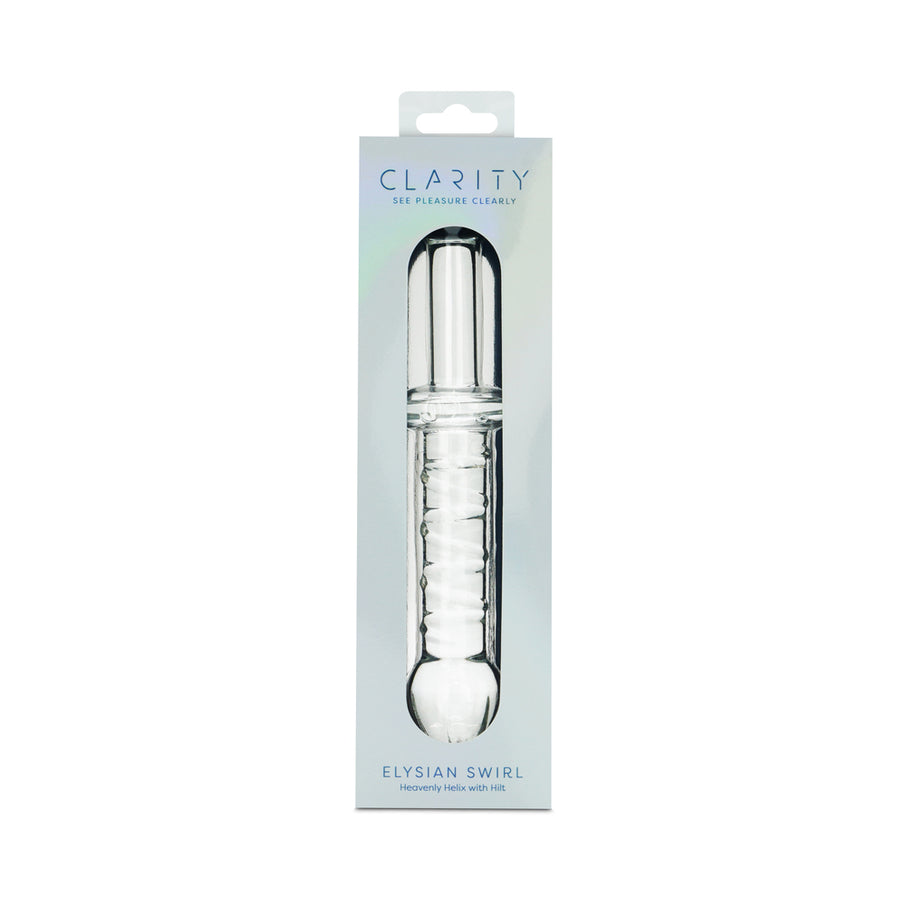 Clarity Elysian Swirl 5.6 In Spiral Textured Glass Dildo