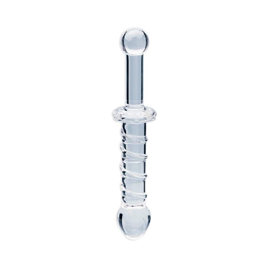 Clarity Elysian Swirl 5.6 In Spiral Textured Glass Dildo