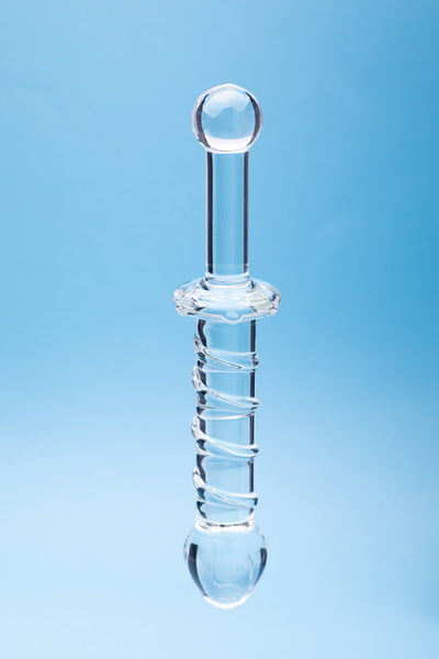 Clarity Elysian Swirl 5.6 In Spiral Textured Glass Dildo