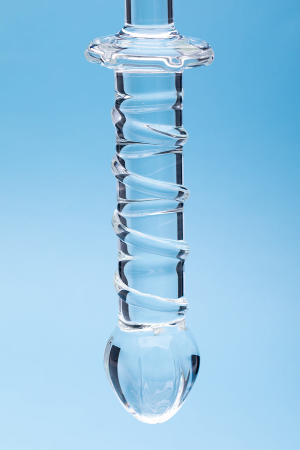 Clarity Elysian Swirl 5.6 In Spiral Textured Glass Dildo