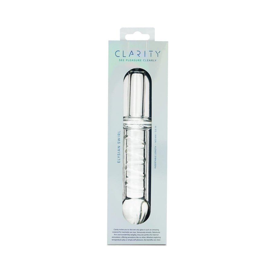 Clarity Elysian Swirl 5.6 In Spiral Textured Glass Dildo