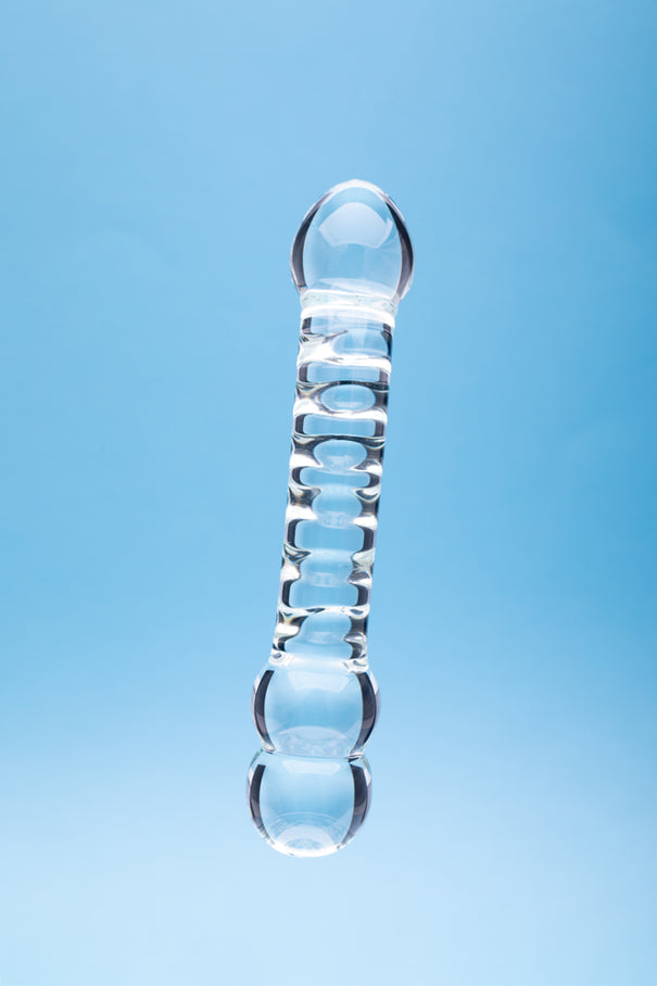 Clarity Celestial Ridge 6.4 In Double Ended Glass Dildo