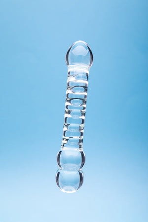 Clarity Celestial Ridge 6.4 In Double Ended Glass Dildo